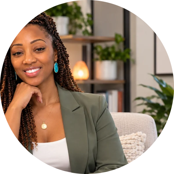 Smiling IBY counselor seated in a counseling room